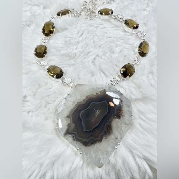 Beautiful Solar Quartz 925 Large Necklace & Bracelet ONLY - Picture 5 of 9